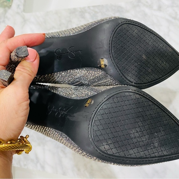 Jessica Simpson Sparkling Silver Rhinestone Heeled Boots size 10 - Picture 5 of 8